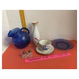 Cobalt Blue Tilt Ball Pitcher Plate Heart Vase &