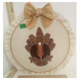 Hand Pieced, Machine Sewn Turkey n Hoop wall Art