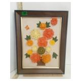 Floral Yarn & Felt Wall Art in Frame