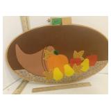 Autumn Still Life Machine Sewn Wall Art in Oval