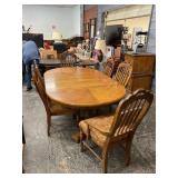Wooden Table 5 Side Chairs & 1 Captain
