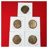 5 - Sacagawea $1 Dollar Coins