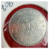 1934 Third Reich 5 Reichsmark 90% Silver Coin