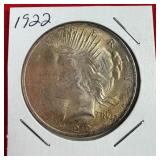 1922 Peace 90% Silver $1 Dollar