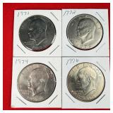 4 - 1970s Ike $1 Dollar Coins