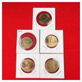 5 - Presidential 'Gold' $1 Dollar Coins