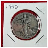 1942 Walking Liberty 90% Silver Half Dollar