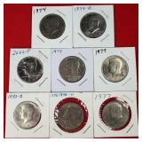 Lot of 8 Kennedy Half Dollars