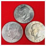 3 - 1974 Ike $1 Dollar Coins