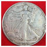 1945 Walking Liberty 90% Silver Half Dollar