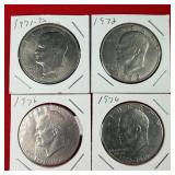 4 - 1970s Ike $1 Dollar Coins