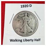 1920-D Walking Liberty 90% Silver Half Dollar