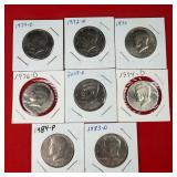 8 - Kennedy Half Dollars