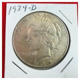 1934-D Peace 90% Silver $1 Dollar