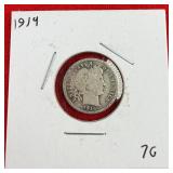 1914 Barber 90% Silver Dime