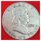 1961 Franklin 90% silver Half Dollar