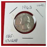1963 Washington 90% Silver Quarter