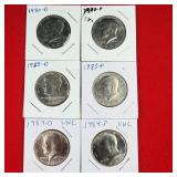 1980-D&P 1983-D&P 1984-D&P Kennedy Half Dollars