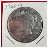 1922-D Peace 90% Silver Dollar