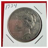 1934 Peace 90% Silver $1 Dollar