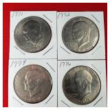 4 - 1970s Ike $1 Dollar Coins