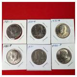 1971-D&P 1980-D&P 1981-D&P Kennedy Half Dollars