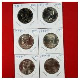 1992-D&P 1993-D&P 1994-D&P Kennedy Half Dollars