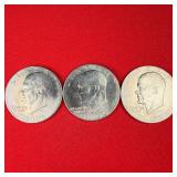 3 - 1976 Ike Bicentennial $1 Dollar Coins