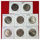 Lot of 8 Kennedy Half Dollars