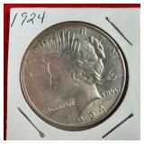1924 Peace 90% Silver $1 Dollar Coin