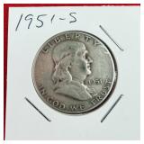1951-S Franklin 90% Silver Half Dollar