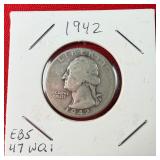 1942 Washington 90% Silver Quarter
