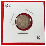 1916 Barber 90% Silver Dime