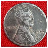 1943 WW2 Wartime Lincoln Wheat Steel Penny