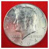 1964 Kennedy 90% Silver Half Dollar
