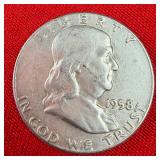 1958 Franklin 90% Silver Half Dollar