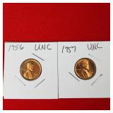 1956 & 1957 Uncirculated Lincoln Wheat Pennies