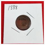 AU - 1888 Indian Head One Cent Penny
