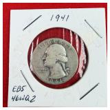 1941 Washington 90% Silver Quarter