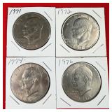 1971, 1972, 1974, & 1976 Ike $1 Dollar Coins