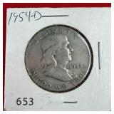 1954-D Franklin 90% Silver Half Dollar