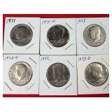 1971-D&P 1972-D&P 1973-D&P Kennedy Half Dollars