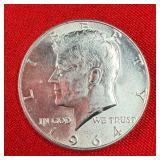 1964 Kennedy 90% Silver Half Dollar