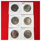 6 - 1970s Kennedy Half Dollar Coins