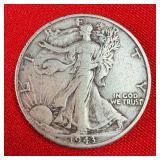 1943 Walking Liberty 90% Silver Half Dollar