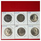 1971-D&P 1973-D&P 1974-D&P Kennedy Half Dollars