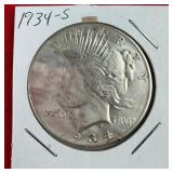 1934-S Peace 90% Silver $1 Dollar