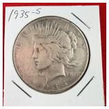 1935-S Peace 90% Silver $1 Dollar