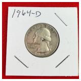 1964-D Washington 90% Silver Quarter