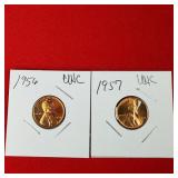 1956 & 1957 Uncirculated Lincoln Wheat Pennies